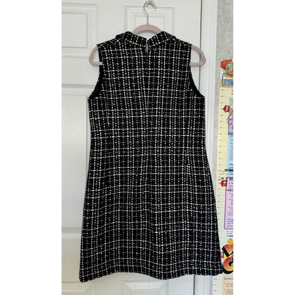 NWOT Talbots Double Breasted Tweed Mini Petite Size 10 Dress V Neck Black White - Picture 9 of 11